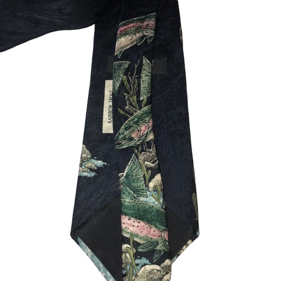 VTG Rainbow Trout Necktie 100% Silk Tie, Endangered Species 1999 Katie Dobson C. - Picture 8 of 10